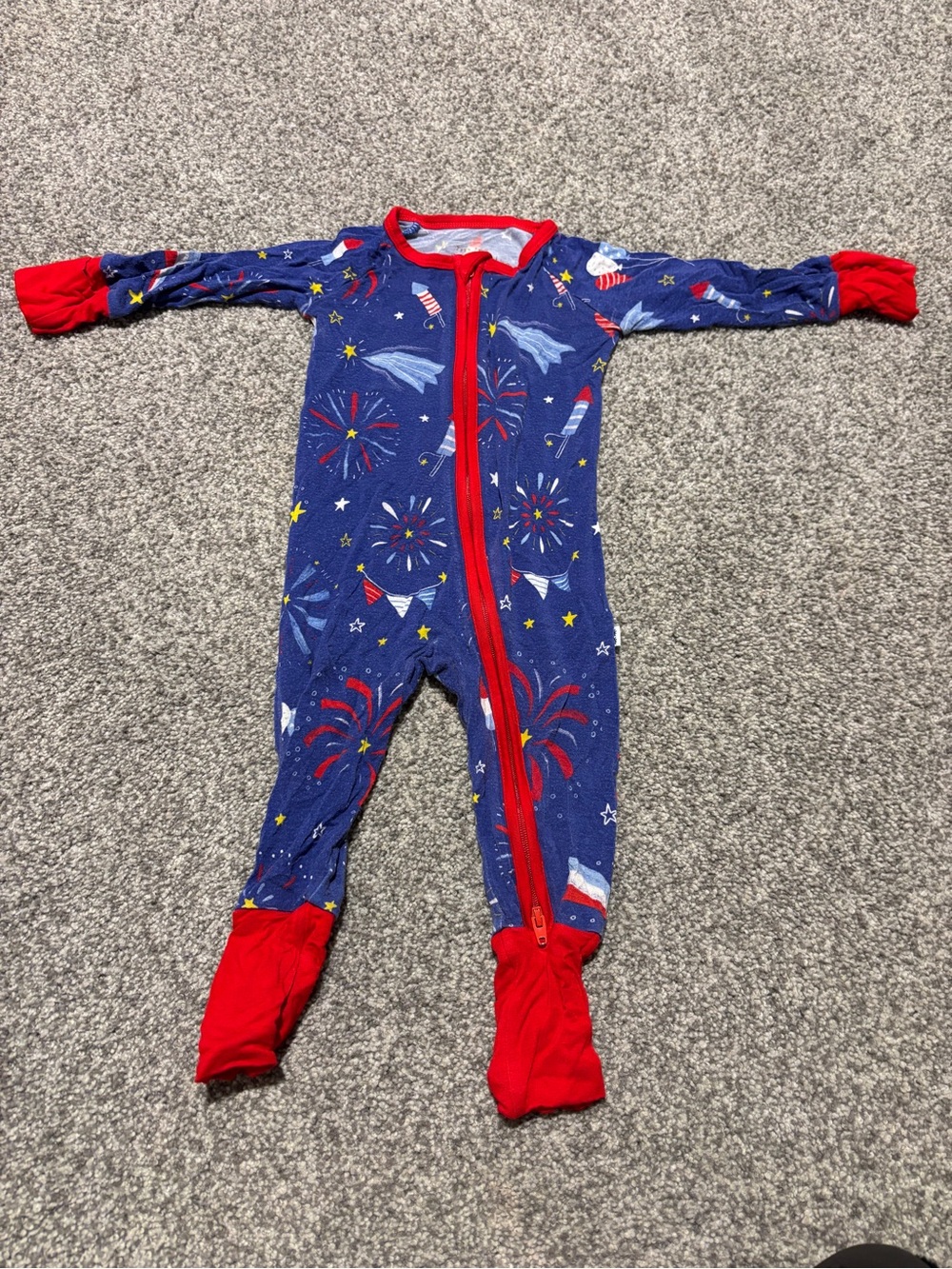 Little Sleepies - Blue & Red Fireworks Zippy (0-3 mo)